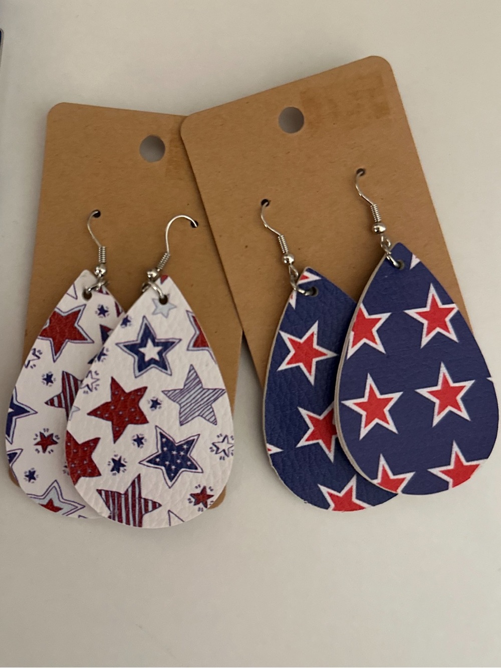 USA Teardrop Earrings - 2 Pairs - Red, White & Blue